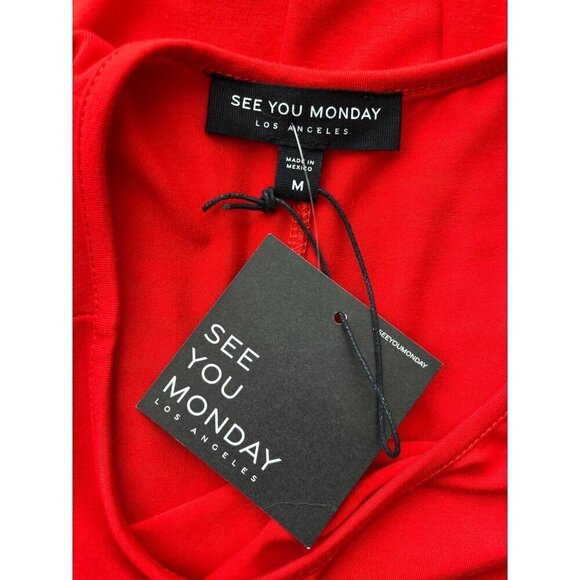 See You Monday Orange Side-Cutout Midi Dress - NWT Size M - Picture 9 of 11